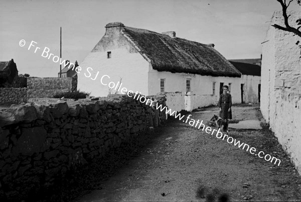 HOUSE WITH WOMAN AND DOG